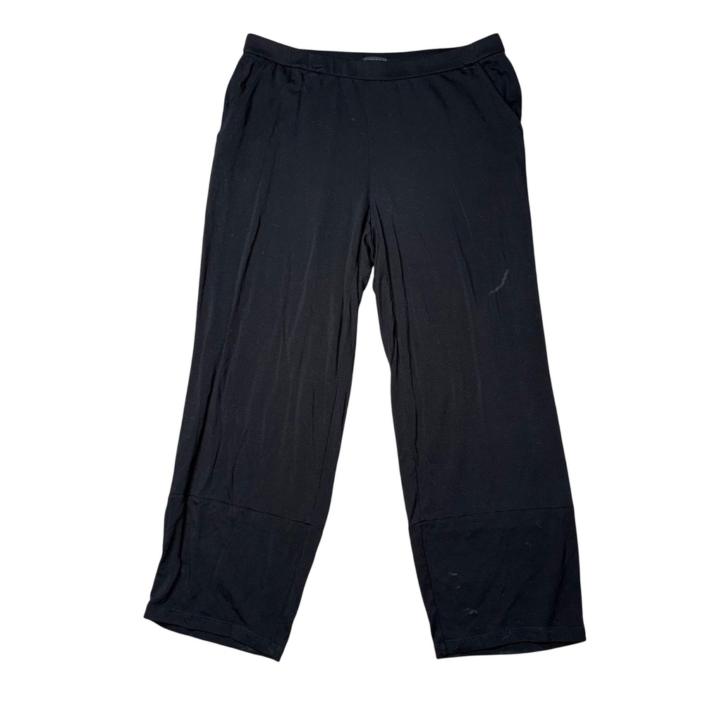 Eileen Fisher Wide Leg Crop Pants Womens Medium Black Good Tencel Lyocell Blend